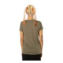 Von Dutch V-neck t-shirt logo kaki women