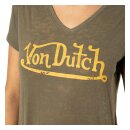 Von Dutch V-neck t-shirt logo kaki women