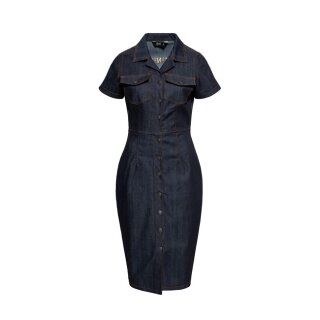 Queen Kerosin Pinstripe Retro Pencil dress rinsed wash denim