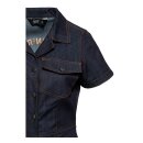 Queen Kerosin Pinstripe Retro Pencil dress rinsed wash denim