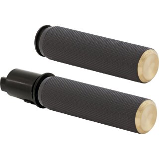 Knurled Fusion Grips Black Rubber, Chrome Endcap 1" Throttle By Wire