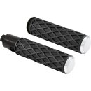 Diamond Grips Black Rubber, Chrome Endcap 1"...