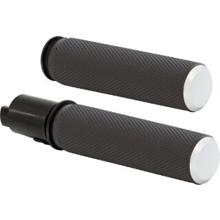 Knurled Fusion Grips Black Rubber, Black Endcap 1" Throttle By Wire