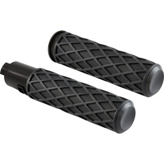 Diamond Grips Black Rubber, Black Endcap 1" Throttle By Wire