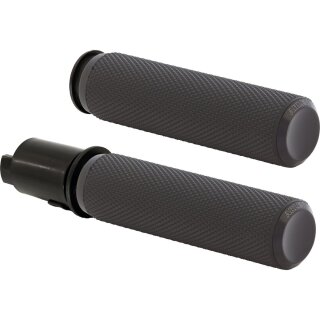 Knurled Fusion Grips Black Rubber, Chrome Endcap 1" Throttle By Wire