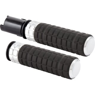 Speedliner Grips Black Rubber, Chrome Inner Collar and Endcap 1" Throttle By Wire