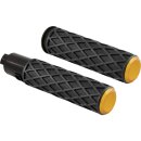 Diamond Grips Black Rubber, Gold Endcap 1" Throttle...