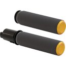 Knurled Fusion Grips Black Rubber, Gold Endcap 1"...