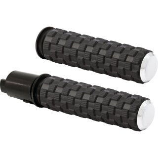 AirTrax Grips Black Rubber, Chrome Endcaps 1" Throttle By Wire
