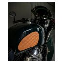 Trip Machine, Diamond leather gas tank pad set. Tan