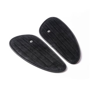 Trip Machine, Classic leather tank pad set. Black suede