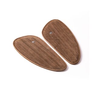 Trip Machine, Mini Classic leather tank pads. Tobacco suede
