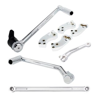 Arlen Ness, +3" extended foot control kit. Chrome