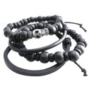 Skull Bead And Leather Chain Bracelet 8", stretch,...