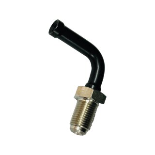M10 x 1, Vario Line Male Fitting Type 414, 45° Elbow (Black Anodized Aluminium Elbow, Stainless Steel Fastener)