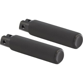 Knurled Rubber Passenger Pegs Black Rubber, Black Endcap