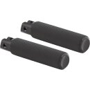 Knurled Rubber Passenger Pegs Black Rubber, Black Endcap