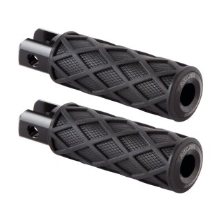 Diamond Footpegs Black Rubber Peg, Black End Cap