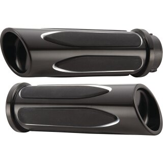 Deep Cut Comfort Grips Black Anodized 1" Throttle Cables