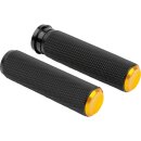 Knurled Fusion Grips Black Rubber, Gold Endcap 1"...