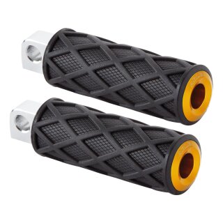 Diamond Footpegs Black Rubber Peg, Gold End Cap Male Mount