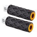Diamond Footpegs Black Rubber Peg, Gold End Cap Male Mount