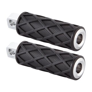 Diamond Footpegs Black Rubber Peg, Chrome End Cap Male Mount