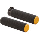 Knurled Fusion Grips Black Rubber, Gold Endcap 1"...