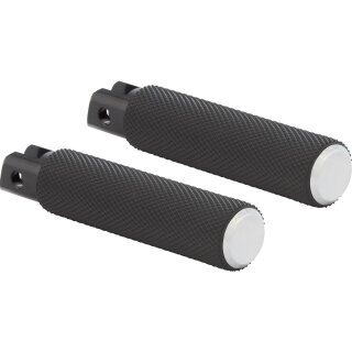 Knurled Rubber Passenger Pegs Black Rubber, Chrome Endcap