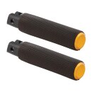 Knurled Rubber Footpegs Black Rubber, Gold Endcap