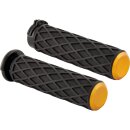Diamond Grips Black Rubber, Gold Endcap 1" Throttle...