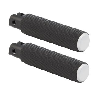 Knurled Rubber Footpegs Black Rubber, Chrome Endcap
