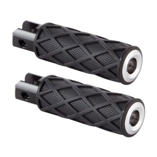 Diamond Footpegs Black Rubber Peg, Chrome End Cap