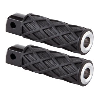 Diamond Passenger Pegs Black Rubber Peg, Chrome End Cap