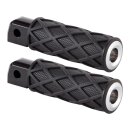 Diamond Passenger Pegs Black Rubber Peg, Chrome End Cap