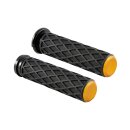 Diamond Grips Black Rubber, Gold Endcap 1" Throttle...