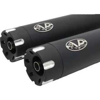 Double Slip-On Muffler Set Endcap Revolver Black Ceramic Coated