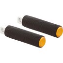 Knurled Rubber Passenger Pegs Black Rubber, Gold Endcap