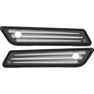 Deep Cut Saddlebag Latch Covers Black Cut Anodized