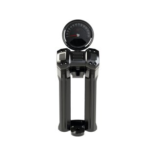 Club Style Pullback S Riser Kit with Top Mount Round Speedometer 11,5" Height, 1 1/4" Clamp Diameter Black Anodized