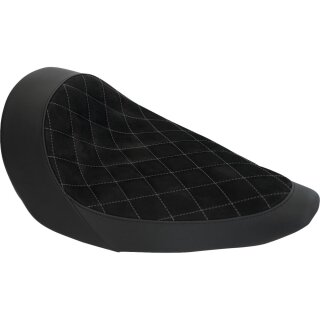 Nubuk Leather Solo Seat Diamond Stitch, For Thunderbike Steel Fender 260/18" and OE Tank Black