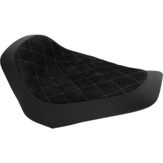 Nubuk Leather Solo Seat Diamond Stitch, For Thunderbike Steel Fender 260/18" and OE Tank Black