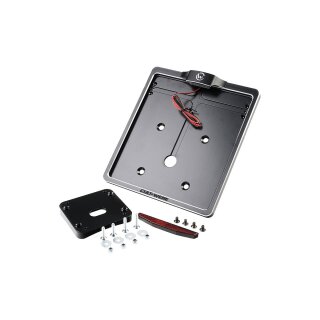 Mid-Mount License Plate Bracket and Base Plate Kit V2, Germany: 180 x 200 mm, without 3-in-1 Turn Signals Black Cut