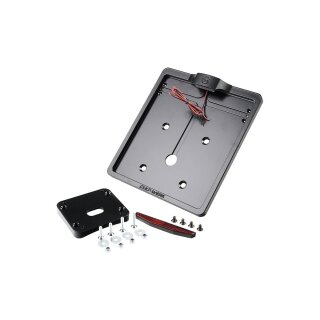 Mid-Mount License Plate Bracket and Base Plate Kit V1, Germany: 180 x 200 mm, without 3-in-1 Turn Signals Black Satin