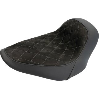 Nubuk Leather Solo Seat Diamond Stitch, For Thunderbike Steel Fender 200/18" and OE Tank (Narrow Frame Models) Black