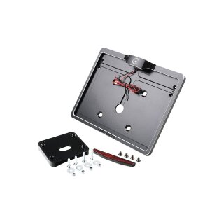 Mid-Mount License Plate Bracket and Base Plate Kit V2, Austria: 210 x 170 mm, without 3-in-1 Turn Signals Black Cut