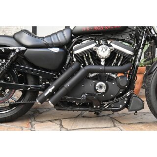 Firestarter Midcontrol Exhaust System , Black Smooth Heat Shield, Polished Smooth End Cap, Black 2,5"