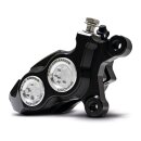 Race Series Monoblock Brake Caliper Clear Anodized Billet Bore Caps Black Anodized Front Right