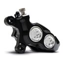 Race Series Monoblock Brake Caliper Clear Anodized Billet Bore Caps Black Anodized Front Left