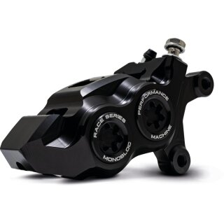 Race Series Monoblock Brake Caliper Black Anodized Billet Bore Caps Black Anodized Front Right